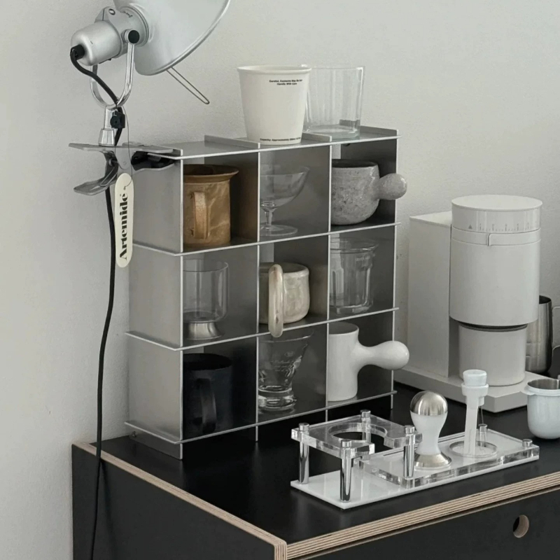 Commercial Kitchen Shelving - Minimalist Aluminum Alloy Countertop Mug Storage