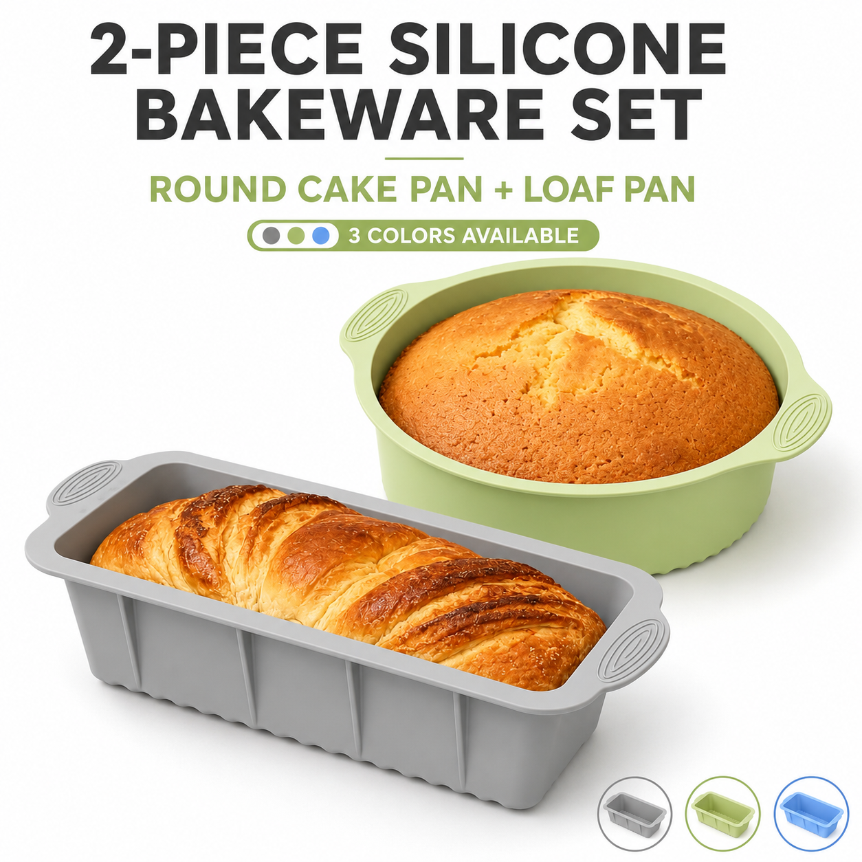Commercial Kitchen Pans - 2 Pack Silicone Cake Pan And