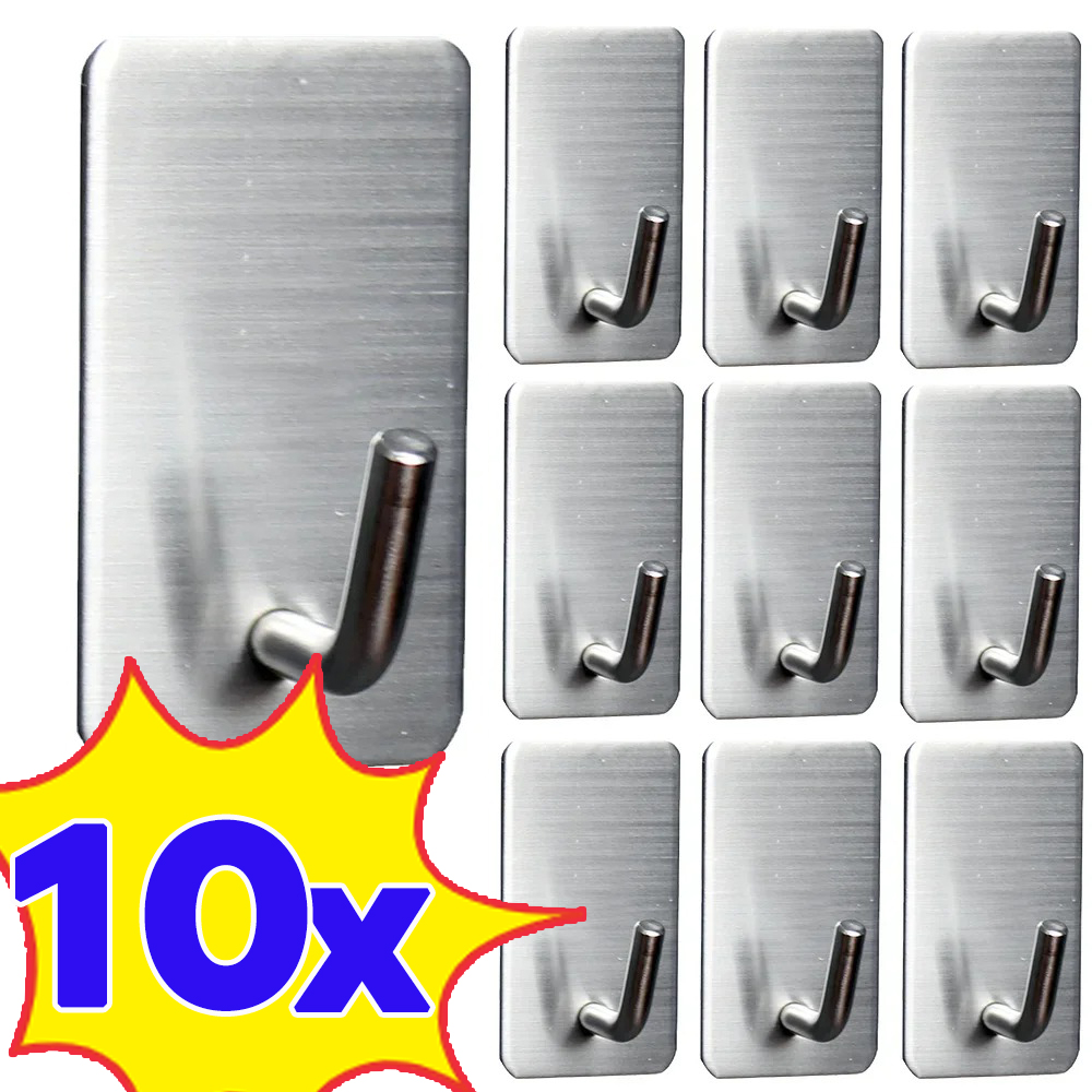 Commercial Kitchen Shelving - 1-10Pcs Self Adhesive Hook Stainless Steel