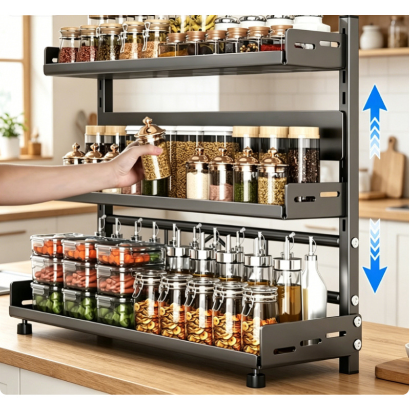 Commercial Kitchen Shelving - 3 Tier Spice Storage Rack for