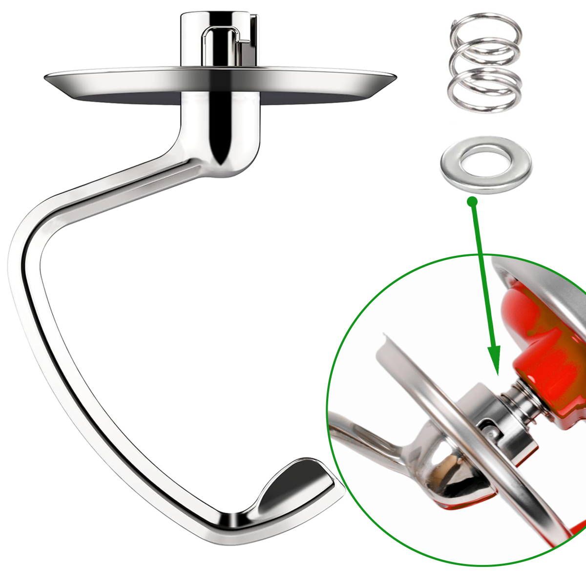 Commercial Kitchenaid - Stainless Steel Dough Hook With Spring&Washer