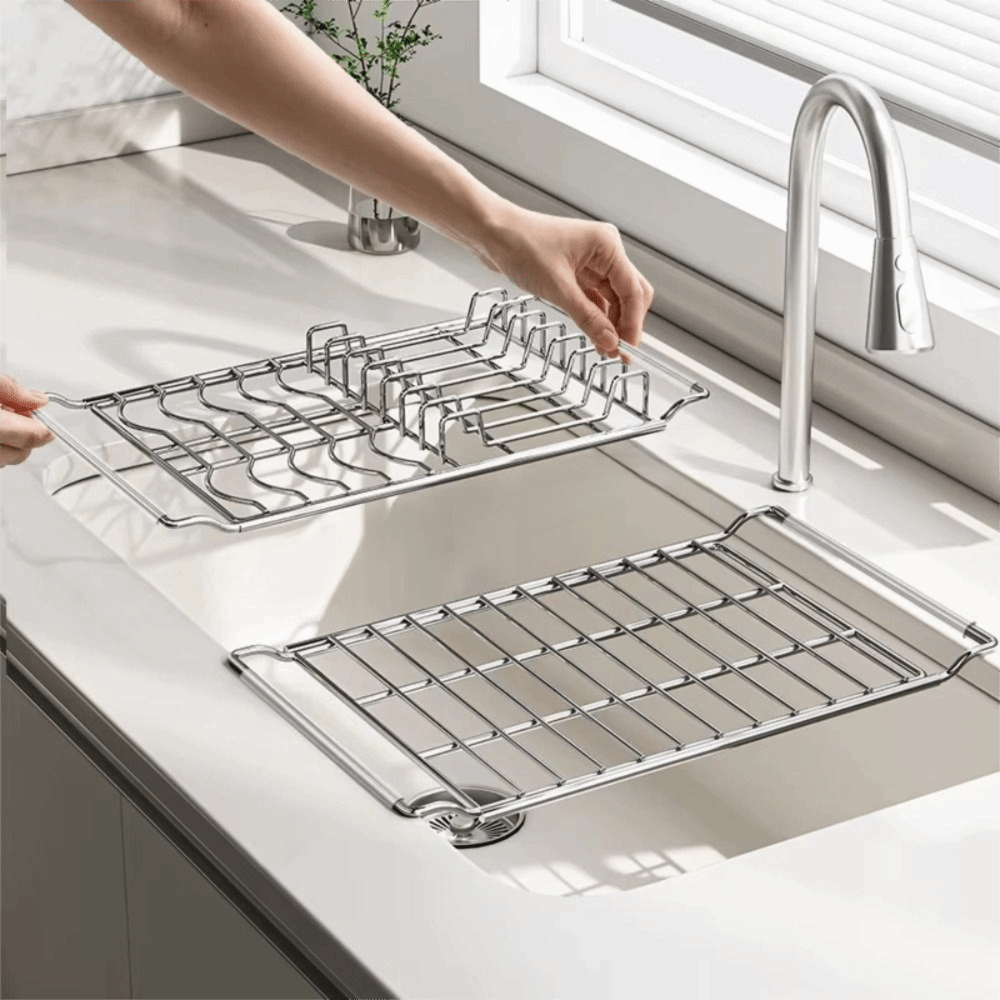 Commercial Kitchen Shelving - Stainless Steel Expandable Dish Rack Rustproof