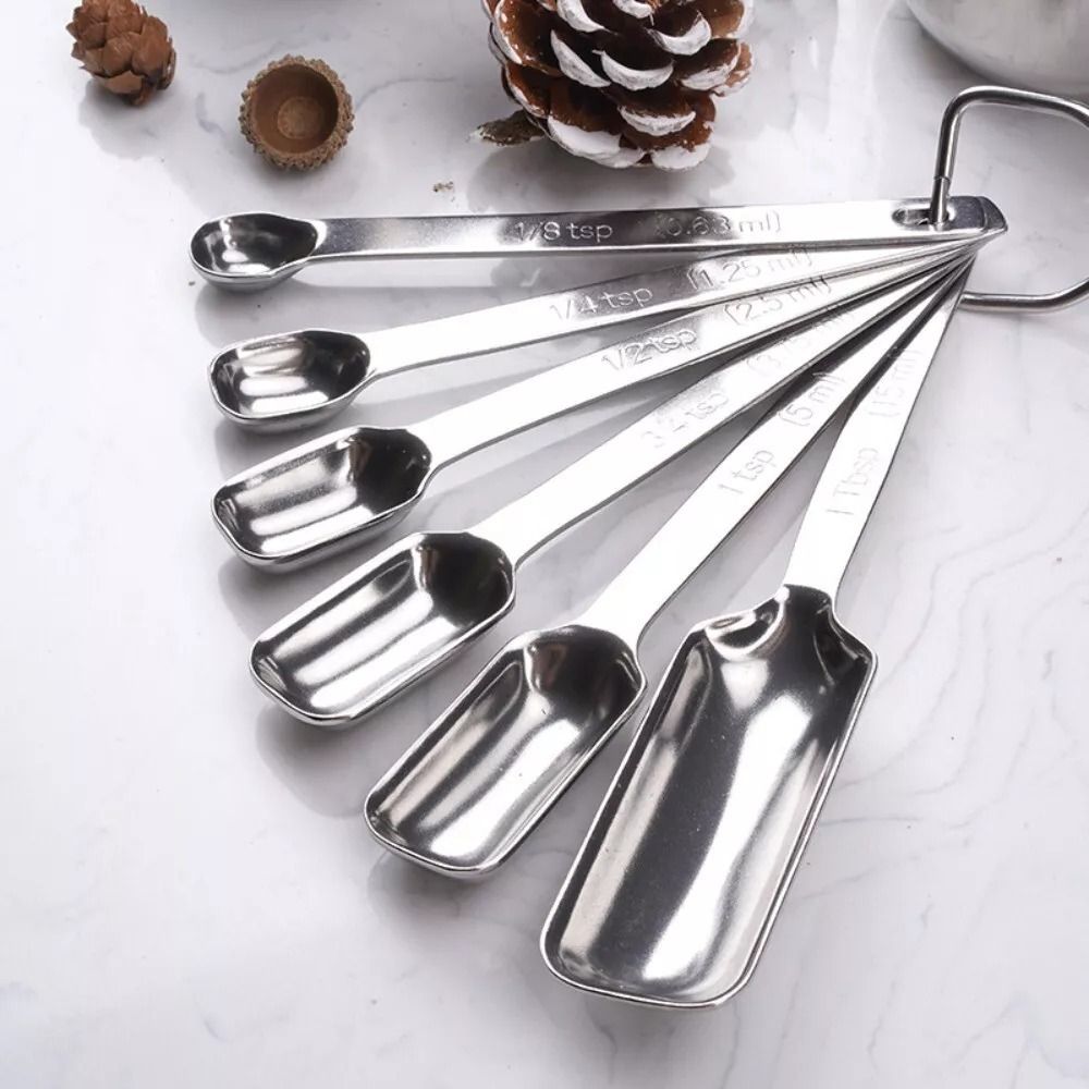 Commercial Kitchen Products - 6Pcs Stainless Steel Measuring Spoons with