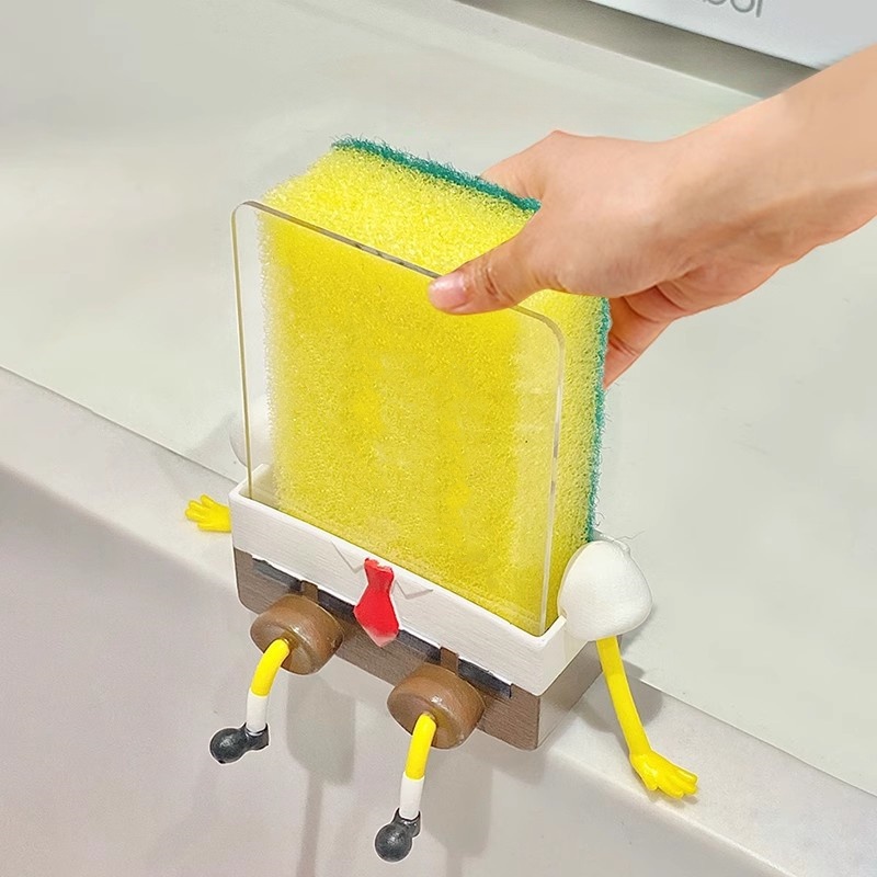 Commercial Kitchen Shelving - Dishwashing Cartoon Sponge Storage Rack Wash