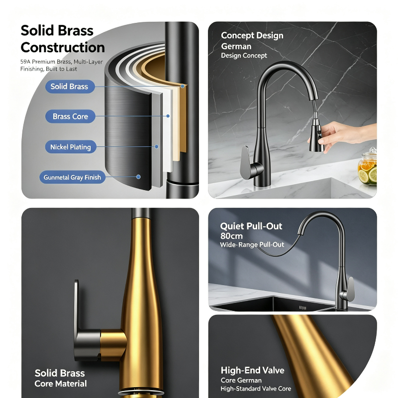 Hot Sale Pull Down Kitchen Fau - огляд і ціна Commercial Kitchen Tap With Spray